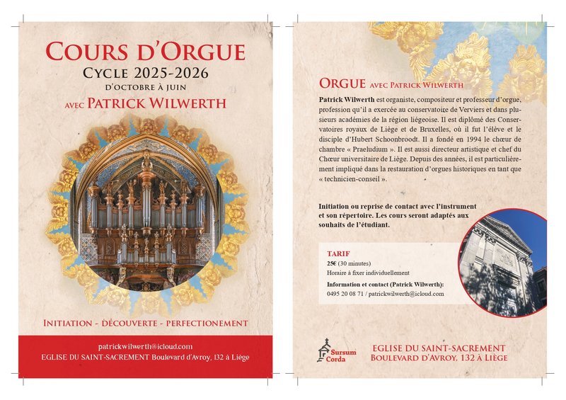Stages,cours Cours d orgue: Initiation - Reprise contact - Perfectionnement
