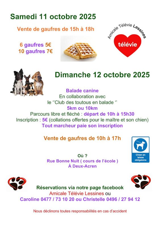Loisirs Balade canine profit Télévie