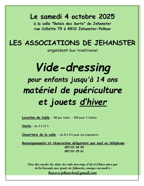 Loisirs Vide-dressing enfants Jehanster