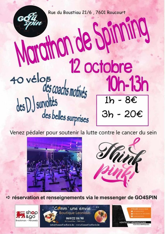 Loisirs Marathon spinning/indoor cycling - Think Pink