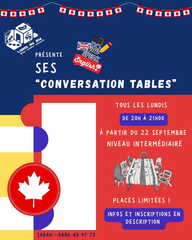 Stages,cours Table conversation anglais