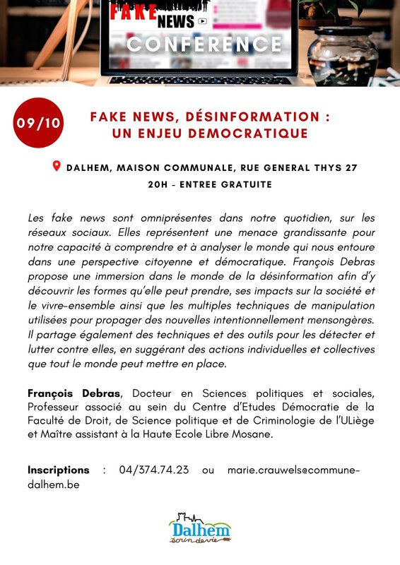Conférences Conférence  Fake news, désinformation : enjeu démocratique 
