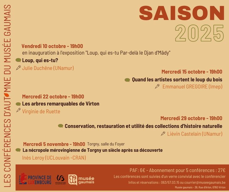 Conférences Conférences d automne musée gaumais