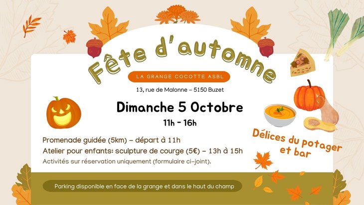 Loisirs Fête d automne La Grange Cocotte asbl