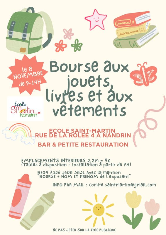 Loisirs Bourse jouets, livres vêtements pour enfants
