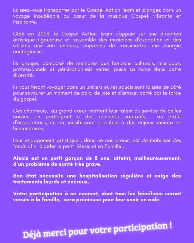 Concerts Concert caritatif Gospel Action Team