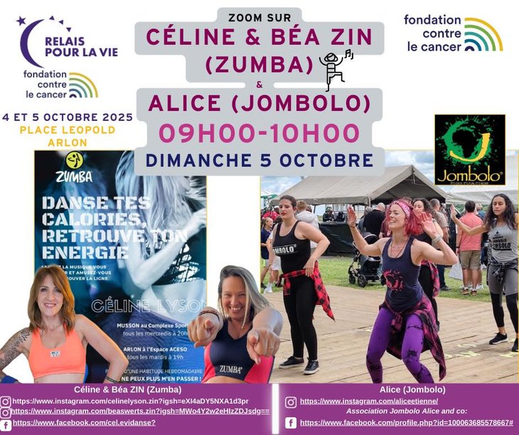 Stages,cours Zumba Jombolo pour relais pour vie