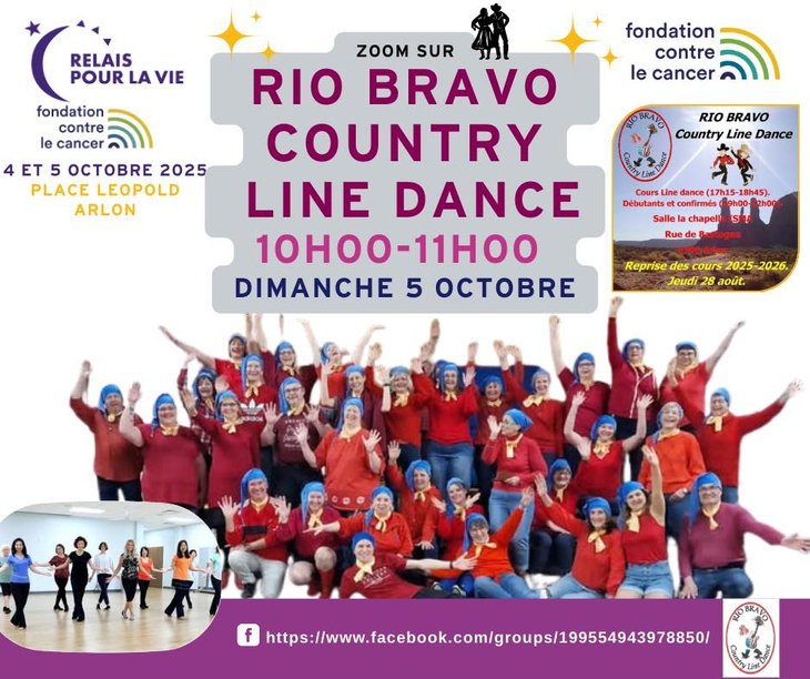 Stages,cours Rio Bravo country line dance pour relais pour vie