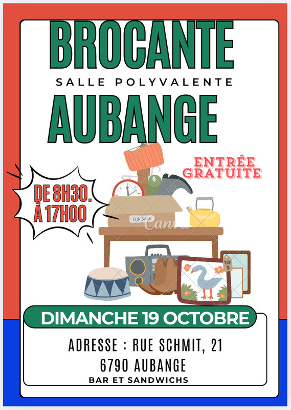  Aubange, brocante dans salle polyvalente (entrée gratuite) brocante complète