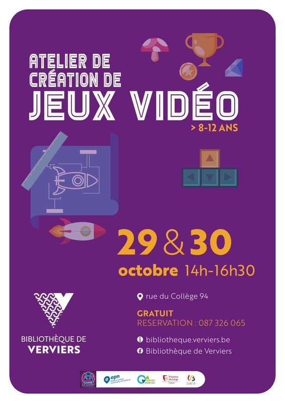 Stages,cours Atelier création jeux vidéo
