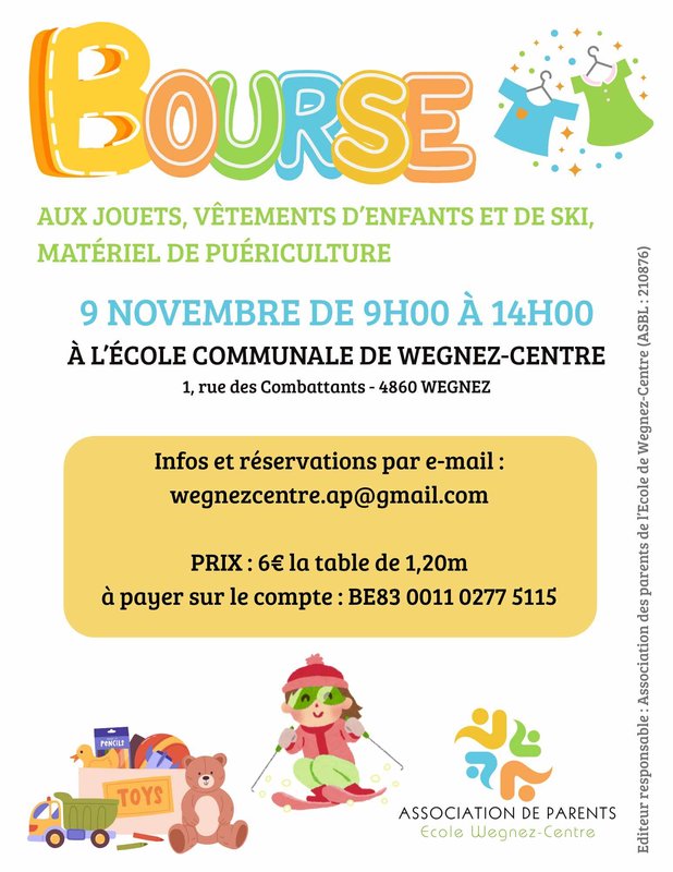 Loisirs Bourse jouets, matériel puériculture vêtements ski.