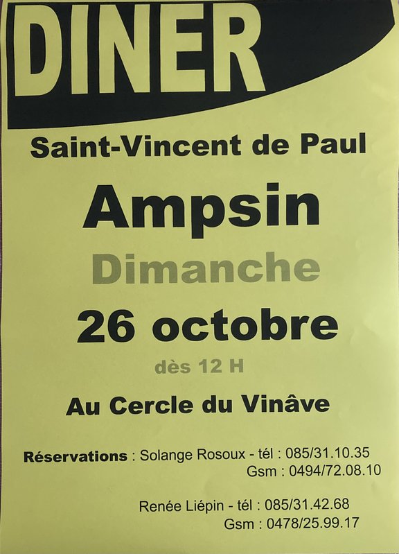 Loisirs Dîner annuel profit démunis l entité amaytoise
