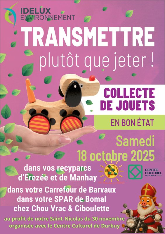 Loisirs Collecte jouets bon état.
