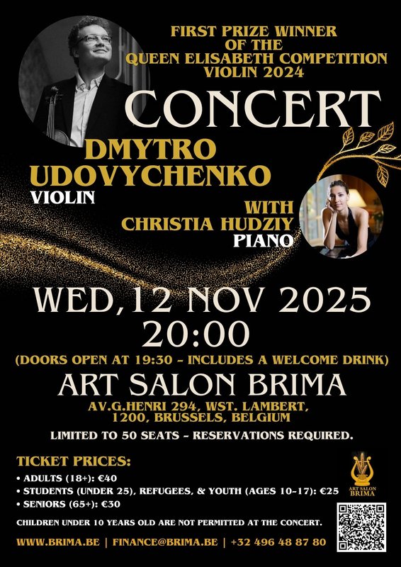 Concerts Concert: Dmytro Udovychenko, violin with Christia Hudziy, piano