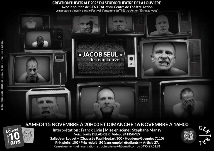 Spectacles Le Studio Théâtre La Louvière présente :  Jacob Seul  Jean Louvet
