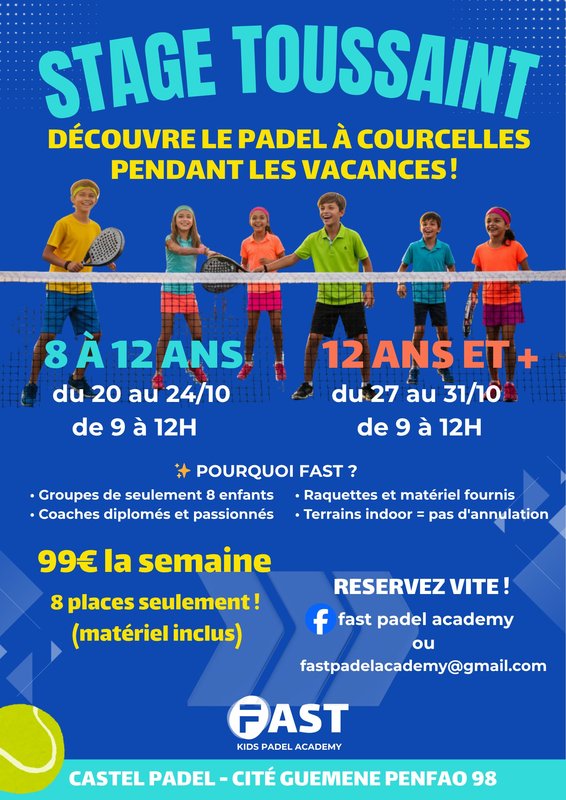Stages,cours Stage Padel enfants