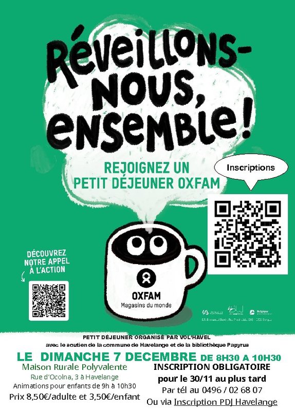 Loisirs Petit déjeuner Oxfam