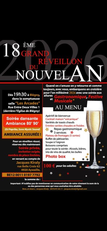 Soirées Gd Réveillon Nouvel province Liège