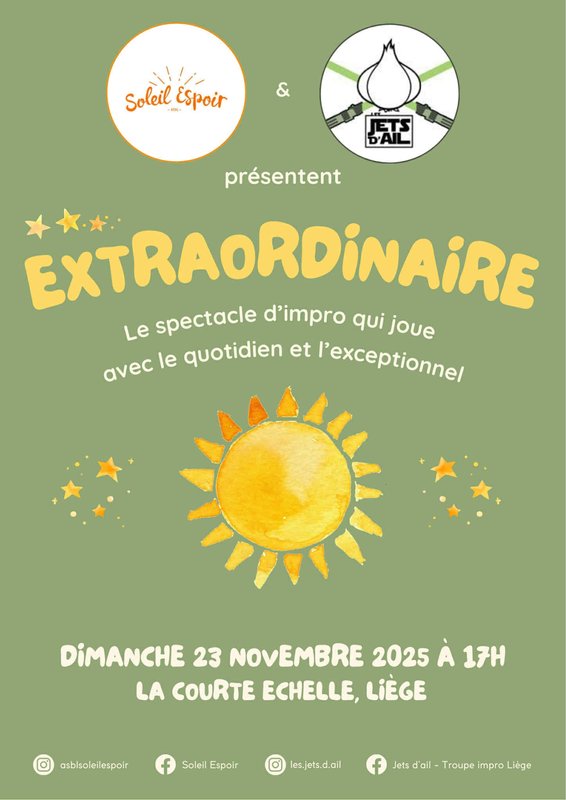 Spectacles Extraordinaire : spectacle d improvisation profit Soleil Espoir