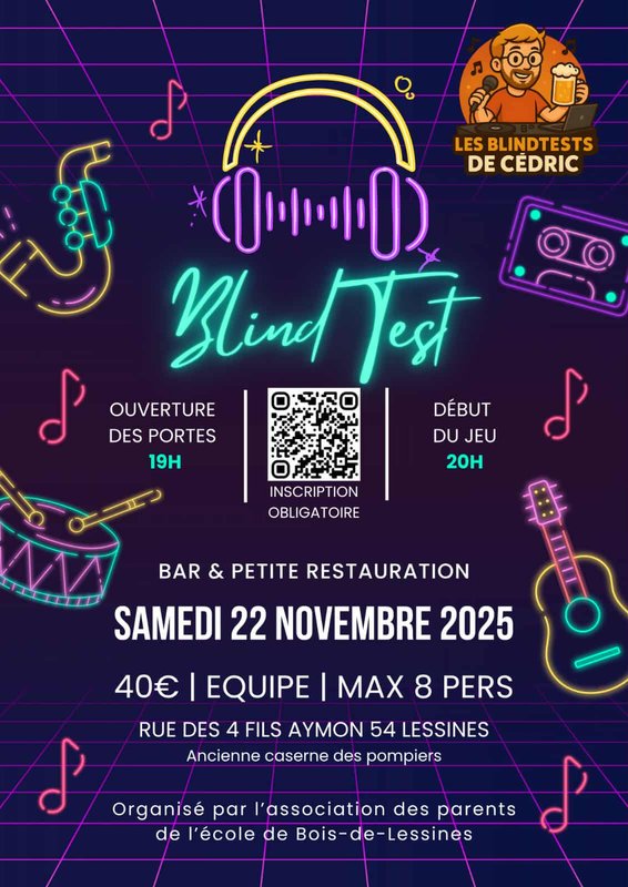 Soirées Blind-test l association parents Bois-de-Lessines