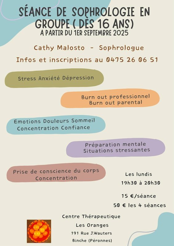 Stages,cours Atelier Gestion émotions la Sophrologie