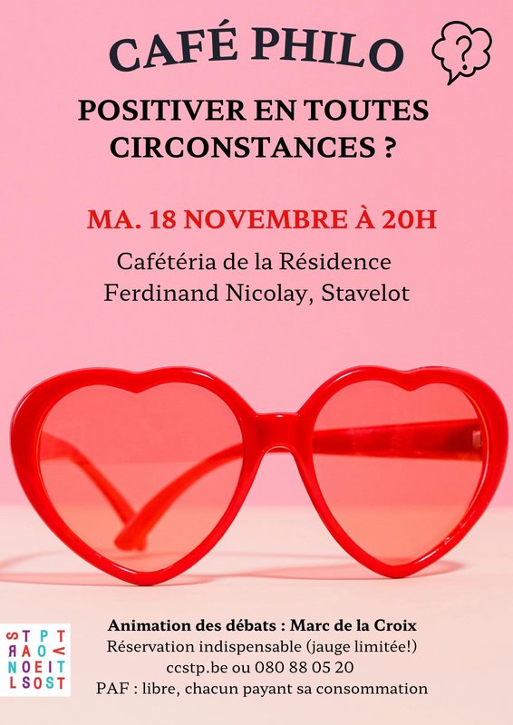 Stages,cours Café Philo : Positiver toutes circonstances?