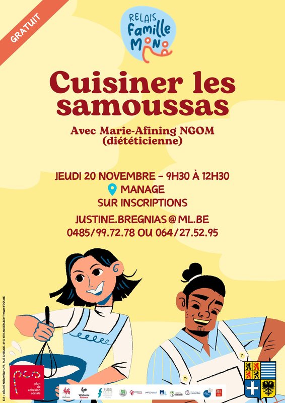 Stages,cours [Parents solo - Relais Familles Mono] Cuisiner Samoussas ‍