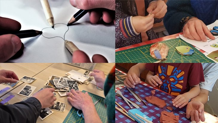 Stages,cours Studio 4 mains - intergénérationnel - techniques mixtes (FR-NL-EN)