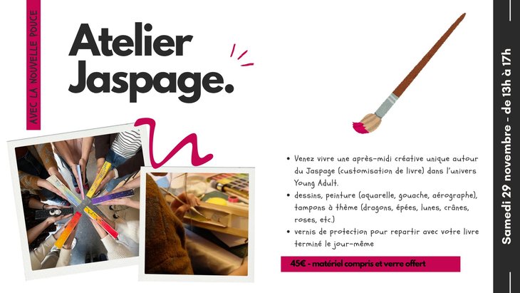 Stages,cours Atelier créatif : jaspage livre