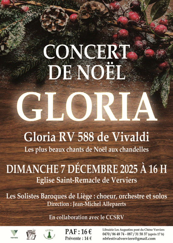 Concerts Gloria (RV588) Vivaldi Noëls les Solistes Baroques Liège