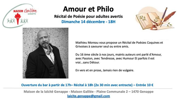 Spectacles Récital Poésie pour adulte  Amour Philo 