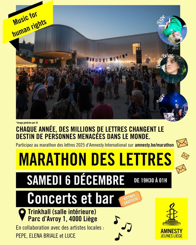 Concerts Marathon lettres - Amnesty International Liège Jeunes