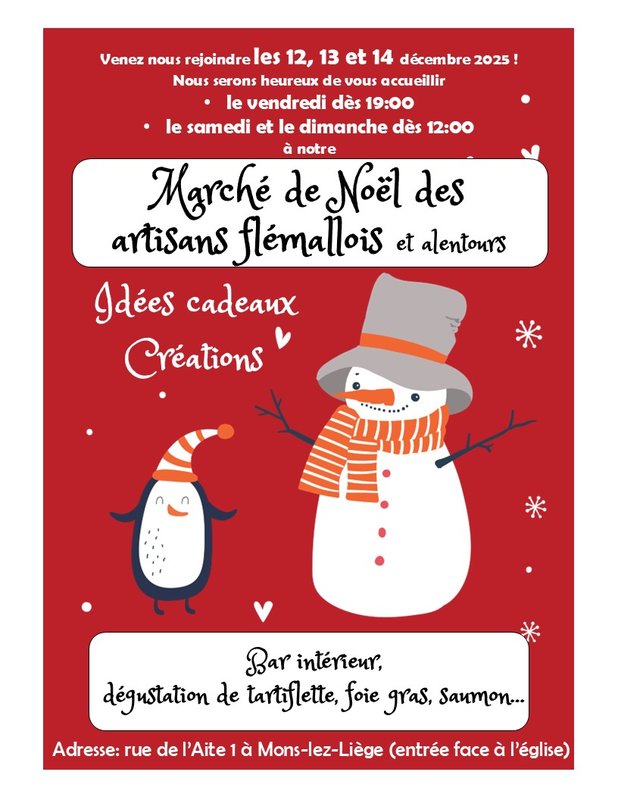 Marchés de Noël Marché Noël artisans flémallois alentours