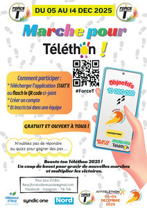 Loisirs Marche connectée profit Téléthon 05 14 décembre Force T