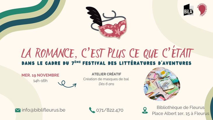 Stages,cours Atelier créatif : crée masque bal