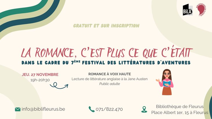Conférences Romance voix haute : lecture littérature anglaise la Jane Austen