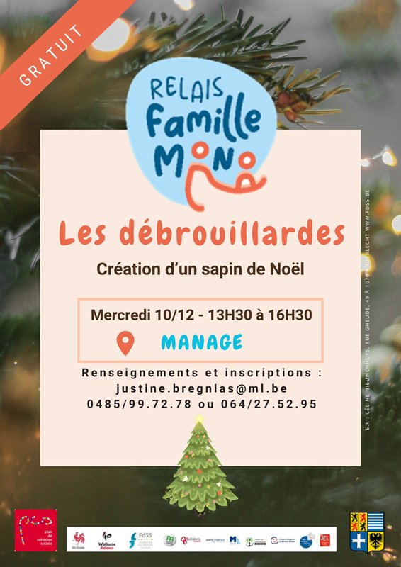 Stages,cours [Parents solo Relais Familles Mono] Création d’un sapin noël