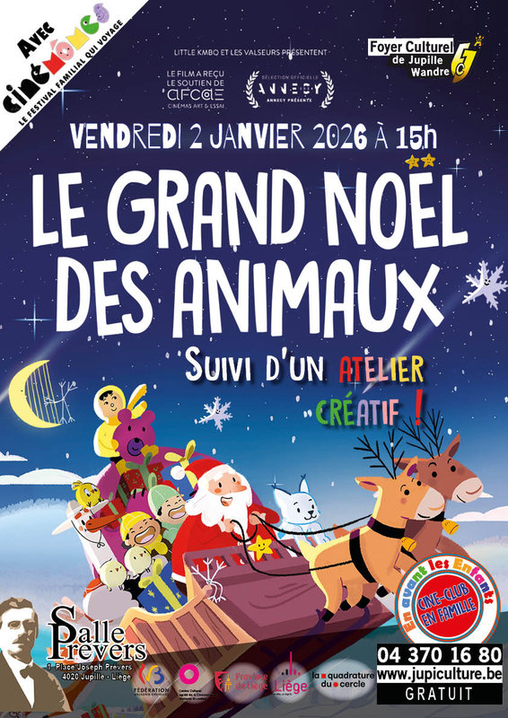 Spectacles  Le grand Noël animaux  ciné famille + atelier créatif