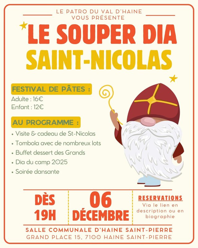 Soirées Souper Patro Val d’Haine Maurage