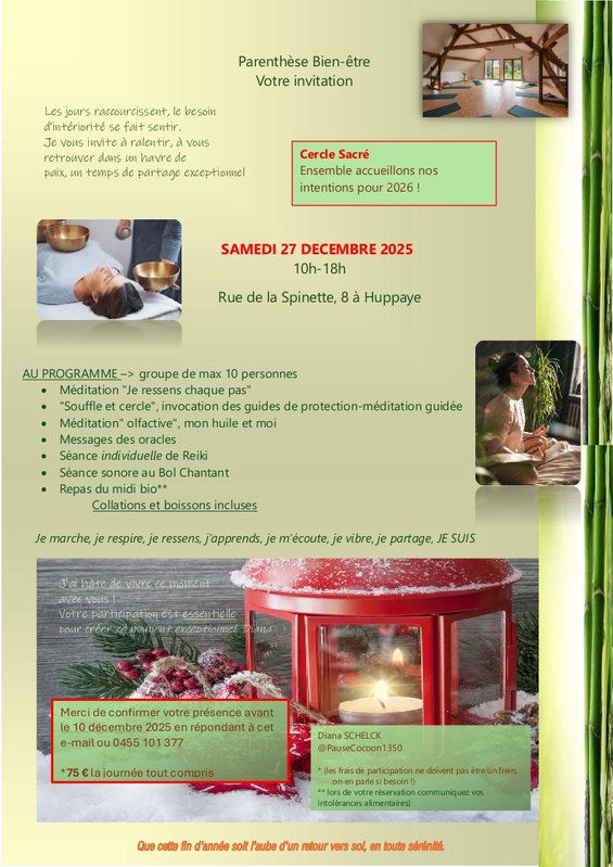 Stages,cours Cercle Sacré. Journée zen.