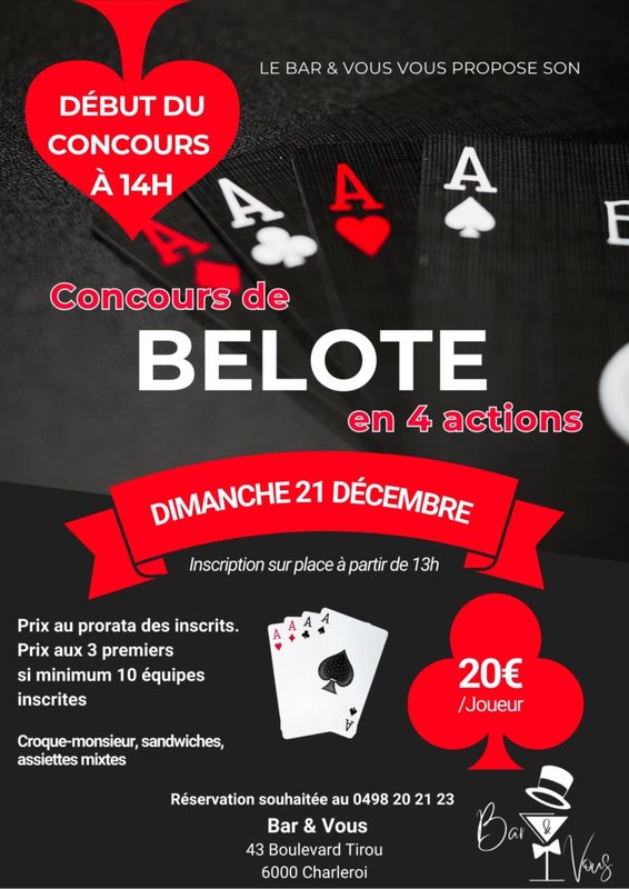 Loisirs Concours belote 4 actions