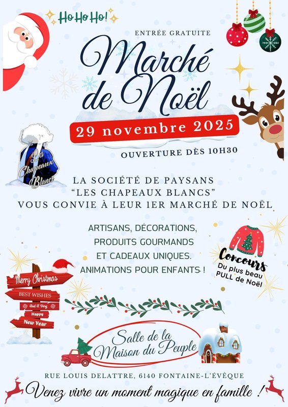 Marchés de Noël Marché Noël Chapeaux Blancs