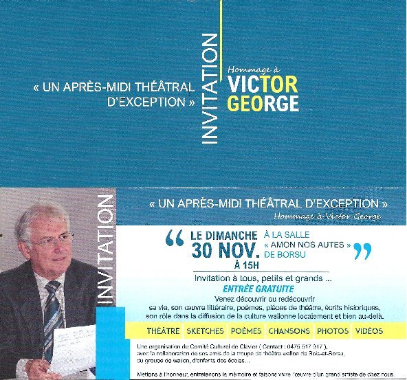 Spectacles Après-midi théâtral d exception  Hommage Victor George 