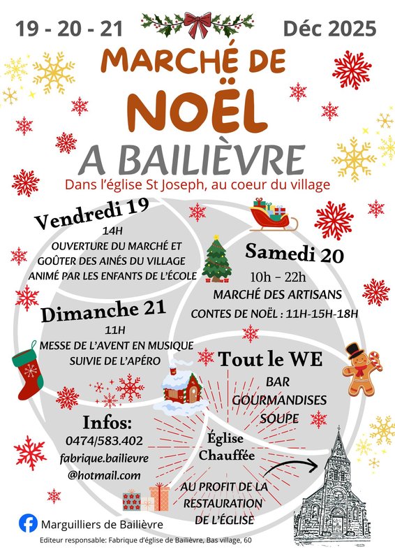 Marchés de Noël 2ème marché Noël l Eglise Bailièvre