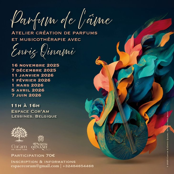 Stages,cours Parfum l âme.  Création Parfum naturel musicothérapie