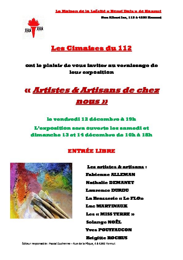 Expositions Exposition Artistes Artisans chez nous