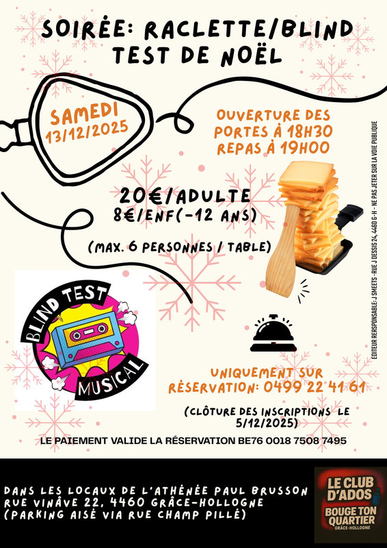 Soirées Soirée raclette blind test Noël