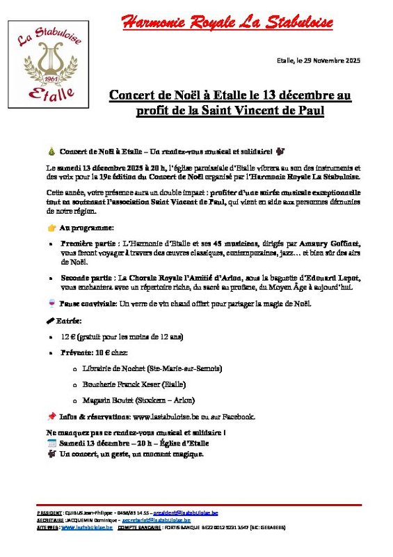 Concerts Concert Noël profit l association Saint Vincent Paul