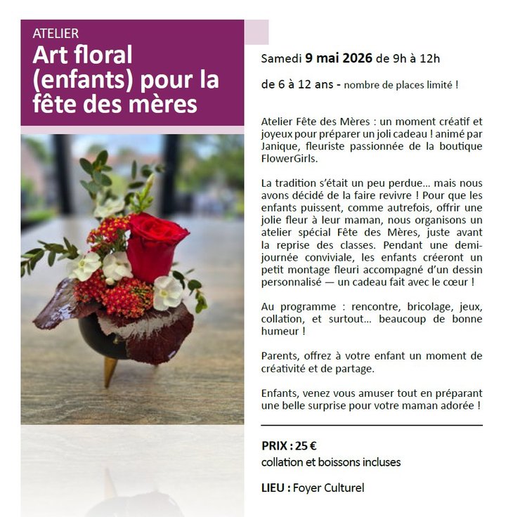 Stages,cours Atelier - floral (enfants) pour fête mères avec Monica Jane