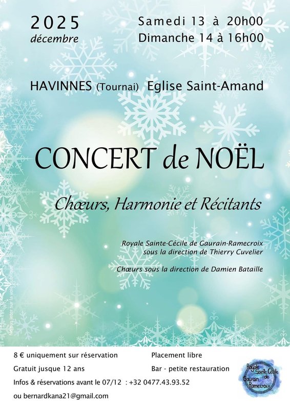 Concerts Concert Noël Harmonie Royale Sainte-Cécile Gaurain-Ramecroix avec choeurs